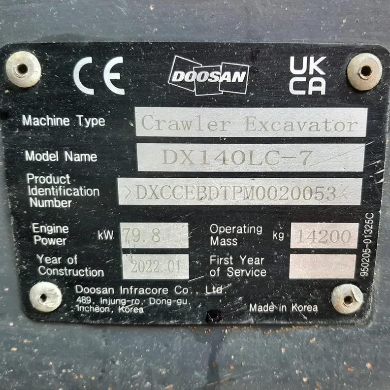 14T Excavator Doosan DX140LC 2022